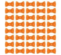 sourcing map 50 Pcs Mini Ribbon Bow 0.8" Mini Fabric Satin Ribbon Flower Bows for Craft DIY Sewing Wedding Birthday Party, Orange
