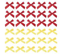 sourcing map 50 Pcs Mini Ribbon Bow 1.8 Inch Mini Fabric Satin Ribbon Flower Bows for Craft DIY Sewing Wedding Birthday Party Dark Red/Bright Yellow