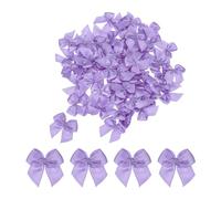 sourcing map 50 Pcs Mini Ribbon Bow 1" Mini Fabric Satin Ribbon Flower Bows for Craft DIY Sewing Wedding Birthday Party Gift Wrap Bows Dark Purple