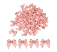 sourcing map 50 Pcs Mini Ribbon Bow 1" Mini Fabric Satin Ribbon Flower Bows for Craft DIY Sewing Wedding Birthday Party Gift Wrap Bows Nude Pink