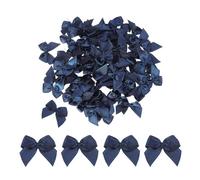 sourcing map 50 Pcs Mini Ribbon Bow 1" Mini Fabric Satin Ribbon Flower Bows for Craft DIY Sewing Wedding Birthday Party Gift Wrap Bows Navy Blue