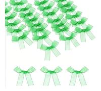 sourcing map 50 Pcs Mini Ribbon Bows, 2" Tiny Bows Organza for Crafts Small Bowknot Artificial Applique Embellishment for DIY Craft Sewing Scrapbooking Wedding Party Decoration, Green