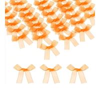 sourcing map 50 Pcs Mini Ribbon Bows, 2" Tiny Bows Organza for Crafts Small Bowknot Artificial Applique Embellishment for DIY Craft Sewing Scrapbooking Wedding Party Decoration, Orange