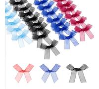 sourcing map 50 Pcs Mini Ribbon Bows, 2" Tiny Bows Organza for Crafts Small Bowknot Artificial Applique Embellishment for DIY Craft Sewing Scrapbooking Wedding Decoration, Mixed Colors