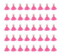 sourcing map 50 Pcs Mini Tassels, 1 Inch Length Cotton Thread Tassels Crafting Tassels with Gold Jump Ring Fringe Ribbon Charms Pendant for DIY Keychain Crafts Decorations, Light Rose