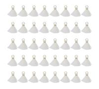 sourcing map 50 Pcs Mini Tassels, 1 Inch Length Cotton Thread Tassels Crafting Tassels with Gold Jump Ring Fringe Ribbon Charms Pendant for DIY Keychain Crafts Decorations, White