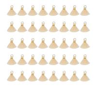 sourcing map 50 Pcs Mini Tassels, 1 Inch Length Cotton Thread Tassels Crafting Tassels with Gold Jump Ring Fringe Ribbon Charms Pendant for DIY Keychain Crafts Decorations, Beige