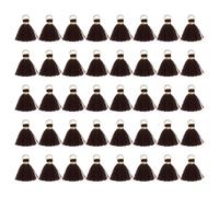 sourcing map 50 Pcs Mini Tassels, 1 Inch Length Cotton Thread Tassels Crafting Tassels with Gold Jump Ring Fringe Ribbon Charms Pendant for DIY Keychain Crafts Decorations, Coffee Brown
