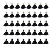 sourcing map 50 Pcs Mini Tassels, 1 Inch Length Cotton Thread Tassels Crafting Tassels with Gold Jump Ring Fringe Ribbon Charms Pendant for DIY Keychain Crafts Decorations, Black