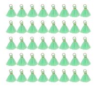 sourcing map 50 Pcs Mini Tassels, 1 Inch Length Cotton Thread Tassels Crafting Tassels with Gold Jump Ring Fringe Ribbon Charms Pendant for DIY Keychain Crafts Decorations, Mint Green