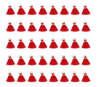 sourcing map 50 Pcs Mini Tassels, 1 Inch Length Cotton Thread Tassels Crafting Tassels with Gold Jump Ring Fringe Ribbon Charms Pendant for DIY Keychain Crafts Decorations, Bright Red