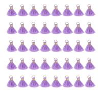 sourcing map 50 Pcs Mini Tassels, 1 Inch Length Cotton Thread Tassels Crafting Tassels with Gold Jump Ring Fringe Ribbon Charms Pendant for DIY Keychain Crafts Decorations, Light Purple