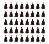 sourcing map 50 Pcs Mini Tassels, 2 Inch Length Cotton Thread Tassels Crafting Tassels with Gold Jump Ring Fringe Ribbon Charms Pendant for DIY Keychain Crafts Decorations, Coffee Brown