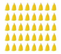sourcing map 50 Pcs Mini Tassels, 2 Inch Length Cotton Thread Tassels Crafting Tassels with Gold Jump Ring Fringe Ribbon Charms Pendant for DIY Keychain Crafts Decorations, Yellow