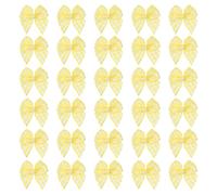 sourcing map 50 Pcs Mini Yellow White Ribbon Bows with Pearl 1" Ribbon Flowers Appliques for Crafts DIY Hair Bows Sewing Wedding Party Christmas Decoration