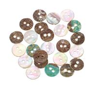 sourcing map 50 Pcs Natural Shell Buttons, 2 Hole Mother of Pearl Buttons 10mm Sewing Buttons Sewing Craft Buttons for Shirt Sewing DIY Crafts Decoration, Beige/Brown
