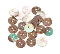 sourcing map 50 Pcs Natural Shell Buttons, 2 Hole Mother of Pearl Buttons 15mm Sewing Buttons Sewing Craft Buttons for Shirt Sewing DIY Crafts Decoration, Beige/Brown