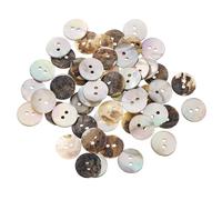 sourcing map 50 Pcs Natural Shell Buttons, 2 Hole Mother of Pearl Buttons 15mm Sewing Buttons Sewing Craft Buttons for Shirt Sewing DIY Crafts Decoration, Brown