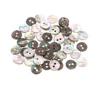 Sourcing Map 50 Pcs Natural Shell Mother of Pearl Buttons - 11.5mm 2 Hole for Sewing DIY Crafts and Decoration, Brown/White