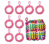 sourcing map 50 Pcs Potholder Loom Refill Loops, Elastic Potholder Weaving Refill Loops Knitting Kit Supplies in Rainbow Colors for Girls Beginners DIY Crafts 7" Weaving Loom, Pink