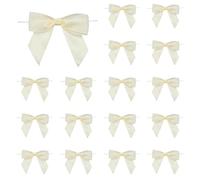 sourcing map 50 Pcs Pre-Tied Bows Satin Ribbon Bows 3.5" Twist Ties Gift Bows for Craft DIY Candy Bags Christmas Wedding Decor Party Treat Bags Light Yellow