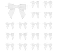 sourcing map 50 Pcs Pre-Tied Bows Satin Ribbon Bows 3.5" Twist Ties Gift Bows for Craft DIY Candy Bags Christmas Wedding Decor Party Treat Bags White