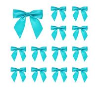 sourcing map 50 Pcs Pre-Tied Bows Satin Ribbon Bows 4.5" Twist Ties Gift Bows for Craft DIY Candy Bags Christmas Wedding Decor Party Treat Bags Fresh Blue