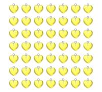 sourcing map 50 Pcs Resin Heart Charm, Valentine Love Heart Pendants Candy Color Transparent Keychains Charm for DIY Jewelry Making Bracelet Necklace Earrings Party Decoration, Light Yellow