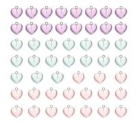 sourcing map 50 Pcs Resin Heart Charm, Valentine Love Heart Pendants Candy Color Transparent Keychains Charm for DIY Jewelry Making Bracelet Necklace Earrings, Light Pink/Light Blue/Purple
