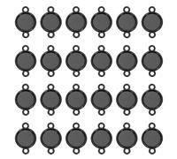 sourcing map 50 Pcs Round Blank Pendant Trays, 10mm Stainless Steel Bezels Connector Settings Flat Base with Double Loops for DIY Crafting Necklace Bracelet Jewelry Making Findings, Black