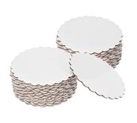 sourcing map 50 Pcs Scalloped Cake Circle Base, 3.9 Inch Wave Cake Cardboards Greaseproof Cardboard Round Wave Cake Pastry Pan Base for Weddings Parties Birthday Desserts Cupcake (White)