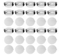 sourcing map 50 Pcs Silver Brooch Blank Round Trays with Pin Metal Brooch Clasp Clip Pins Disc Base for Corsage ID Badges Name Cards Tags DIY Craft (21mm/0.8")
