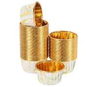 sourcing map 50 Pcs Single-Sided Aluminum Foil Cupcake Liners, Greaseproof Muffins Baking Cupcakes for Wedding Birthday Party Decoration, Yellow (Round-Pattern)