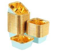 sourcing map 50 Pcs Single-Sided Aluminum Foil Cupcake Liners, Greaseproof Muffins Baking Cupcakes for Wedding Birthday Party Decoration, Light Green (Square)