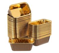 sourcing map 50 Pcs Single-Sided Aluminum Foil Cupcake Liners, Greaseproof Muffins Baking Cupcakes for Wedding Birthday Party Decoration, Brown (Rectangle)