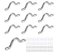 sourcing map 50 Pcs Stainless Steel Pad Eye Plate, 0.2" M6 Kayak Deck Loops Marine Hardware Hooks with Screws for Kayak Decks Canoe Rigging Ceiling Hanging, Silver
