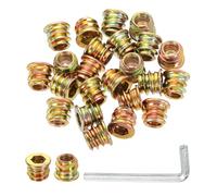 sourcing map 50 Pcs Threaded Insert for Wood, 1/4" - 20 Carbon Steel Threaded Studs Hex Socket Drive Nut Inserts Screw in Nut Fastener Connector with Hex Wrench 10mm Length for Home, Gold