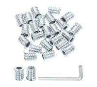 sourcing map 50 Pcs Threaded Insert for Wood, 1/4" - 20 Carbon Steel Threaded Studs Hex Socket Drive Nut Inserts Screw in Nut Fastener Connector with Hex Wrench 15mm Length for Home, Silver