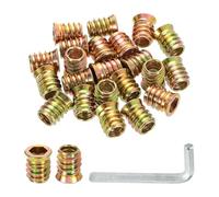 sourcing map 50 Pcs Threaded Insert for Wood, 3/8" - 16 Carbon Steel Threaded Studs Hex Socket Drive Nut Inserts Screw in Nut Fastener Connector with Hex Wrench 20mm Length for Home, Gold