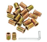 sourcing map 50 Pcs Threaded Insert for Wood, 5/16" - 18 Carbon Steel Threaded Studs Hex Socket Drive Nut Inserts Screw in Nut Fastener Connector with Hex Wrench 20mm Length for Home, Gold