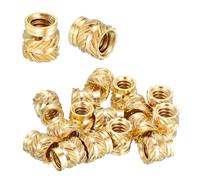 sourcing map 50 Pcs Threaded Inserts, #4-40UNC x 3/16" l x 4.6mm OD Pure Brass Knurled Nuts Female Threaded Heat Set Inserts Embedment Nut for 3D Printing Components and Plastic Materials