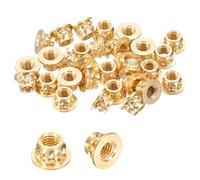sourcing map 50 Pcs Threaded Inserts M3 x 3.5mm H x 4.6mm OD Flange T-Nuts | Brass, Metric Knurled Female Threaded, Heat Set Inserts Embedment Nut, for Plastic and 3D Printing Components