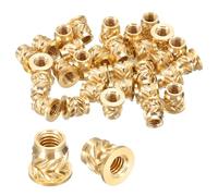 sourcing map 50 Pcs Threaded Inserts, M3 x 5.4mm H x 4.6mm OD Brass Metric Knurled Flange T-Nuts Female Threaded Heat Set Inserts Embedment Nut for Plastic and 3D Printing Components