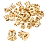 sourcing map 50 Pcs Threaded Inserts, M3 x 5mm H x 4.4mm OD Brass Metric Knurled Flange T-Nuts Female Threaded Heat Set Inserts Embedment Nut for Plastic and 3D Printing Components