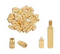 sourcing map 50 Pcs Threaded Inserts with Soldering Iron Tip Press Tool, M2.5 x 6mm H x 4mm OD Brass Metric Knurled Nuts Heat Set Inserts Embedment Nut for 3D Printing Plastic Parts