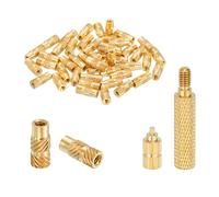sourcing map 50 Pcs Threaded Inserts with Soldering Iron Tip Press Tool, M2.5 x 8mm H x 4mm OD Brass Metric Knurled Nuts Heat Set Inserts Embedment Nut for 3D Printing Plastic Parts