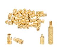 sourcing map 50 Pcs Threaded Inserts with Soldering Iron Tip Press Tool, M3 x 10mm H x 5mm OD Brass Metric Knurled Nuts Heat Set Inserts Embedment Nut for 3D Printing Plastic Parts