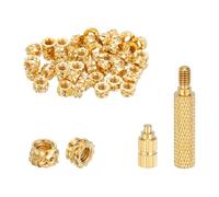 sourcing map 50 Pcs Threaded Inserts with Soldering Iron Tip Press Tool, M3 x 3mm H x 5mm OD Brass Metric Knurled Nuts Heat Set Inserts Embedment Nut for 3D Printing Plastic Parts