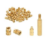 sourcing map 50 Pcs Threaded Inserts with Soldering Iron Tip Press Tool, M3 x 7mm H x 5mm OD Brass Metric Knurled Nuts Heat Set Inserts Embedment Nut for 3D Printing Plastic Parts