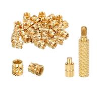 sourcing map 50 Pcs Threaded Inserts with Soldering Iron Tip Press Tool, M4 x 8mm H x 6mm OD Brass Metric Knurled Nuts Heat Set Inserts Embedment Nut for 3D Printing Plastic Parts